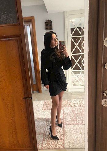 Siyah Drapeli Mini Tasarım elbise - Görsel 2