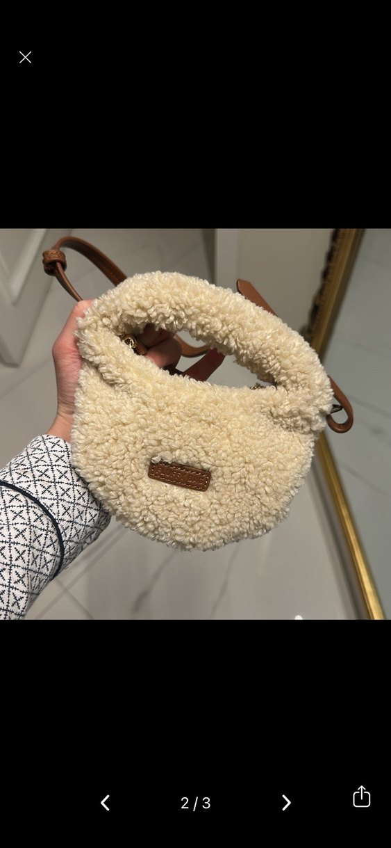 Zara Kürklü Bej Kadın Yün Çanta - Görsel 2