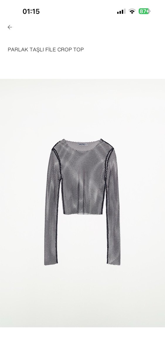 Zara Parlak Pullu Mini Transparan File Bluz - Görsel 2