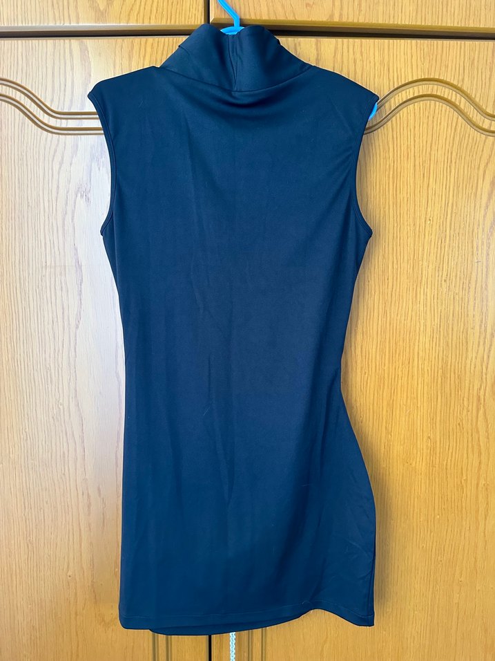 Siyah V Yakalı Drapeli Mini Elbise - Görsel 3