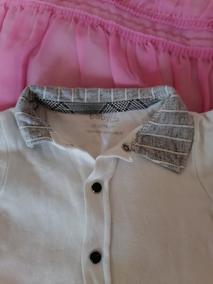 Düğmeli Gri Erkek Bebek Kısa Kollu Tulum - Görsel 2