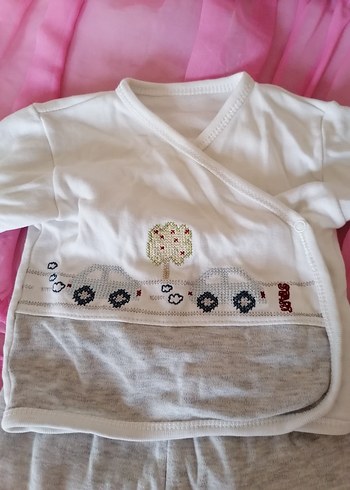 Gri Nakışlı Uzun Kollu Bebek Takımı - Görsel 3