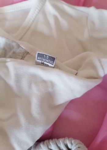 Gri Nakışlı Uzun Kollu Bebek Takımı - Görsel 2