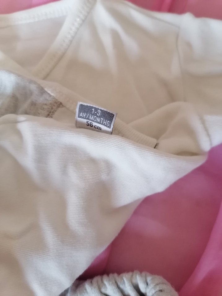 Gri Nakışlı Uzun Kollu Bebek Takımı - Görsel 2