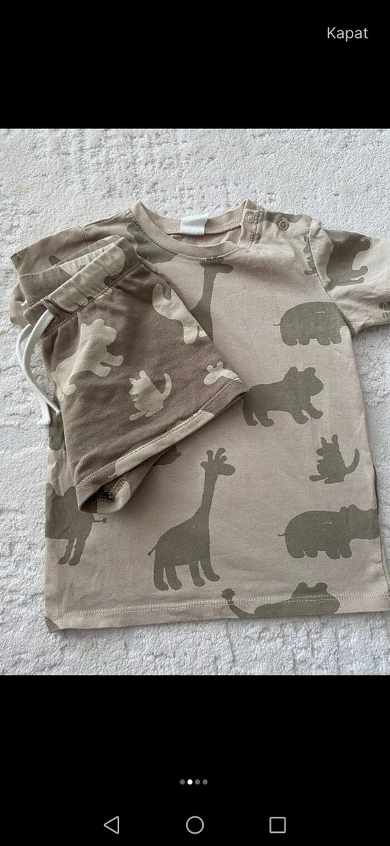 Kahverengi Baskılı Bebek Erkek Takımı - Görsel 2