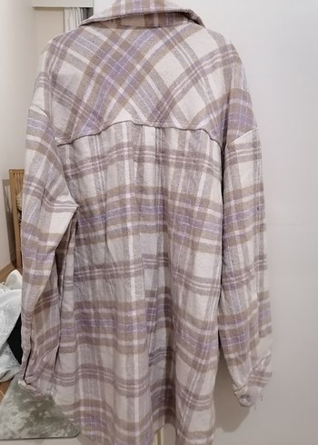 Bej Düğmeli Salaş Kışlık Gömlek - Görsel 2