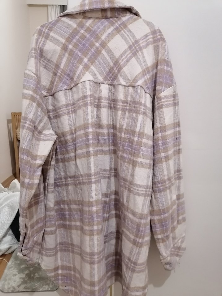 Bej Düğmeli Salaş Kışlık Gömlek - Görsel 2