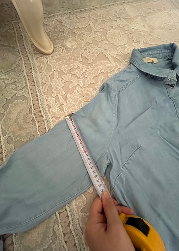 44 Beden mavi Renk Düğmeli Nakışlı Uzun Kot tunik kap