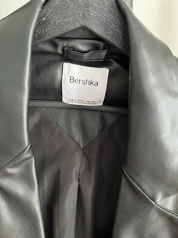 Düğmeli Siyah Deri Kadın Ceket - Görsel 2