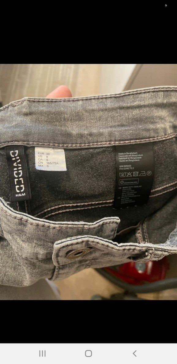 H&M Gri Kadın Denim Normal Boy Dar Kesim Jean - Görsel 3