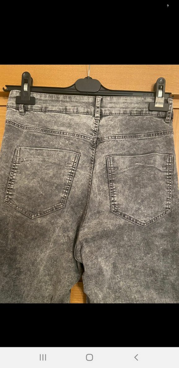 H&M Gri Kadın Denim Normal Boy Dar Kesim Jean - Görsel 2