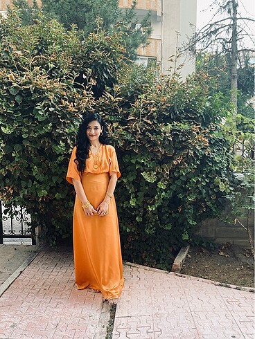 36 Beden turuncu Renk Trendyolmilla elbise
