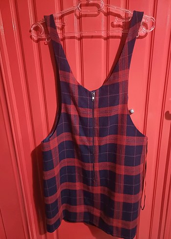 Koton Kırmızı Kareli Kadın Salopet - Görsel 3