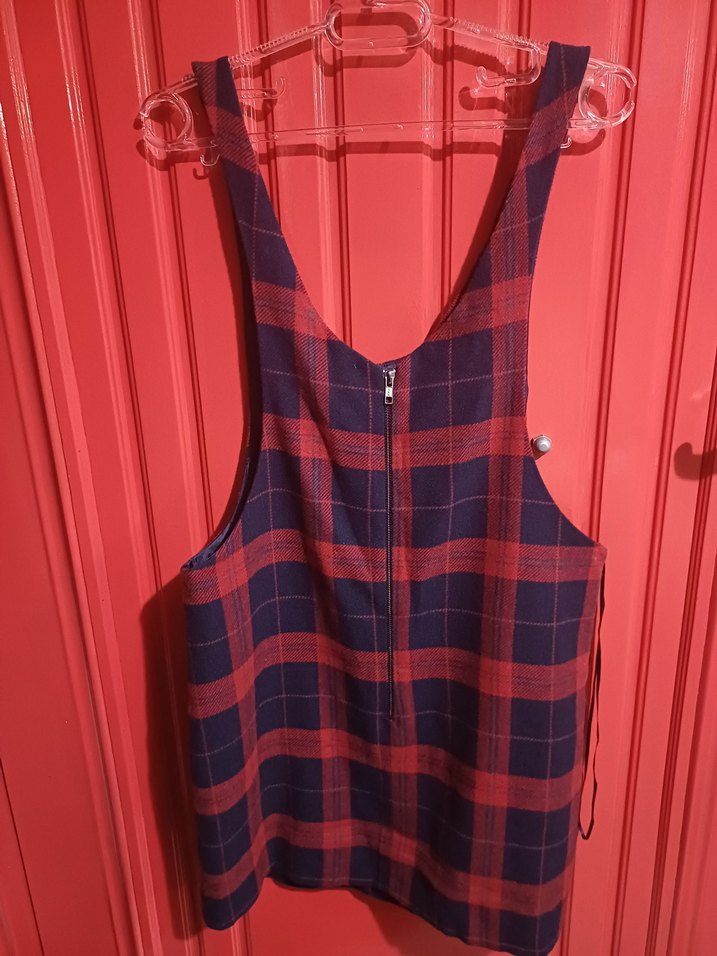 Koton Kırmızı Kareli Kadın Salopet - Görsel 3