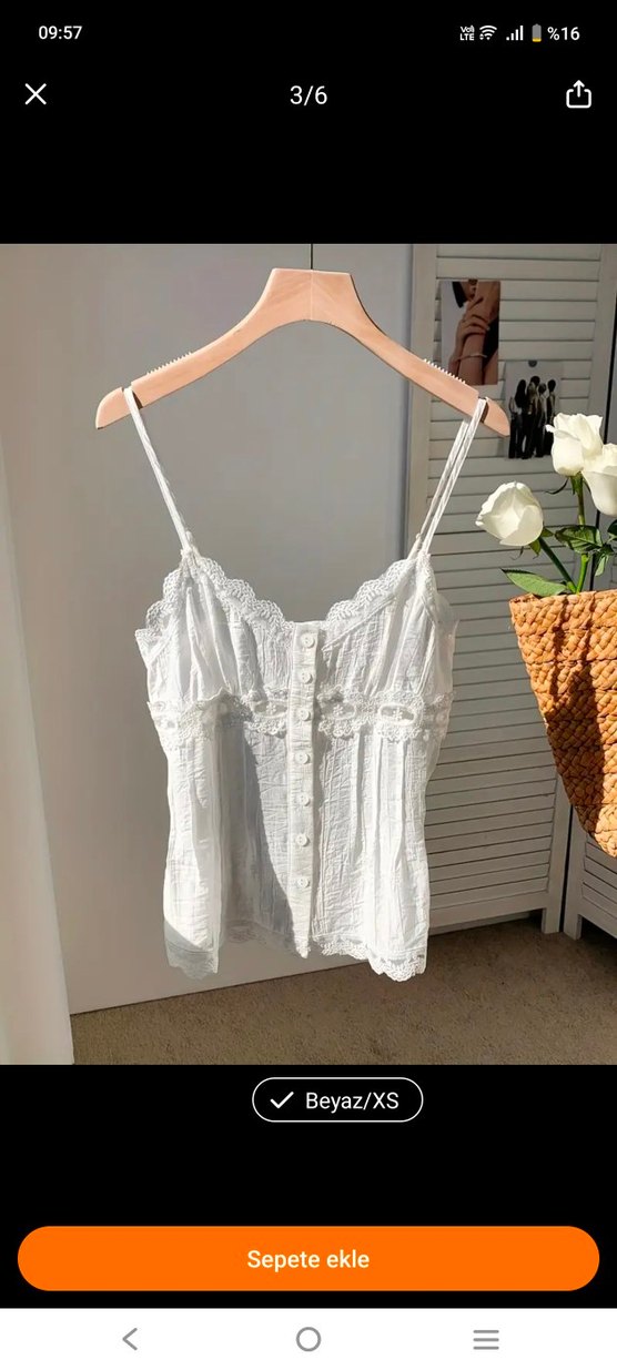 Dantel Detaylı Beyaz Bohem Keten askılı - Görsel 4