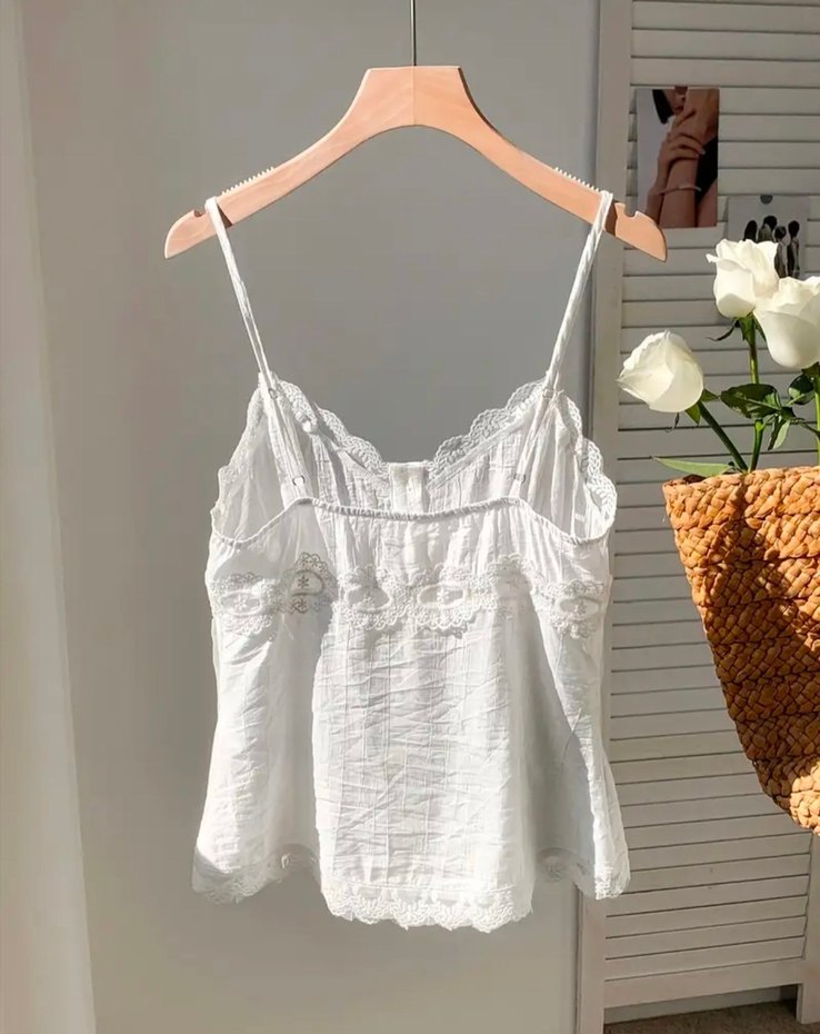 Dantel Detaylı Beyaz Bohem Keten askılı - Görsel 5