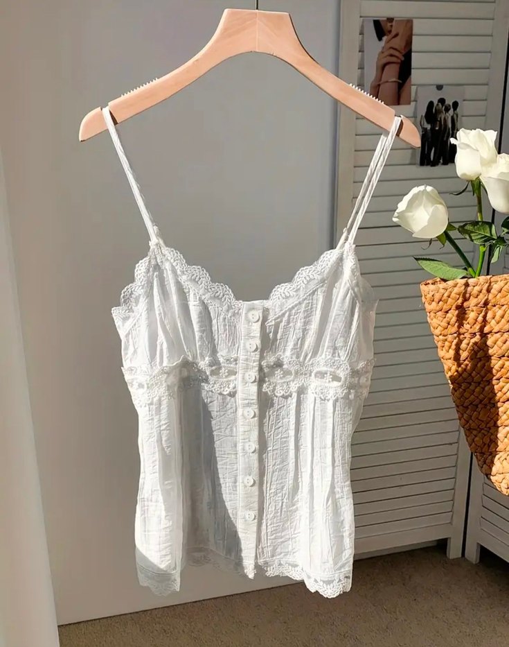 Dantel Detaylı Beyaz Bohem Keten askılı - Görsel 2