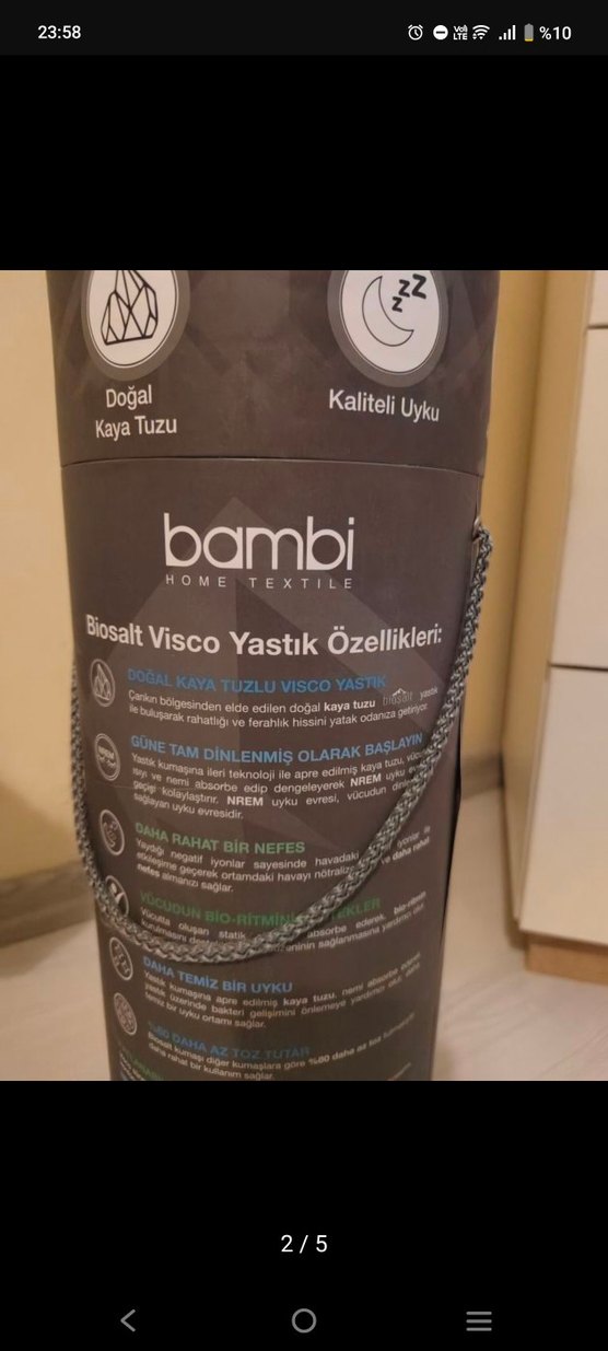 Bambi Doğal Kaya Tuzlu Visco Yastık 64x43x12 cm - Görsel 5