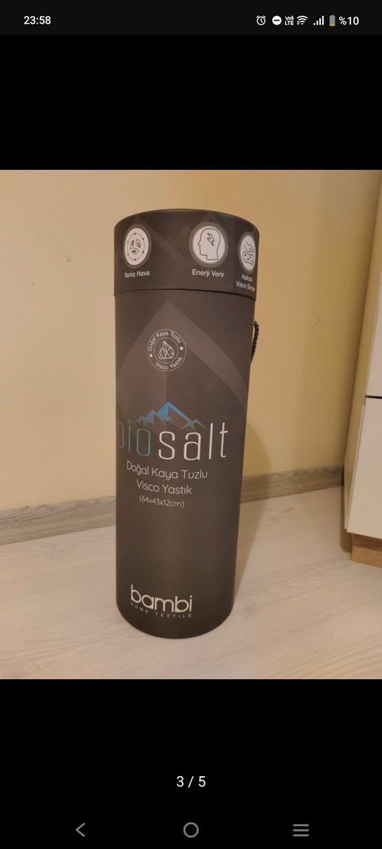 Bambi Doğal Kaya Tuzlu Visco Yastık 64x43x12 cm - Görsel 4