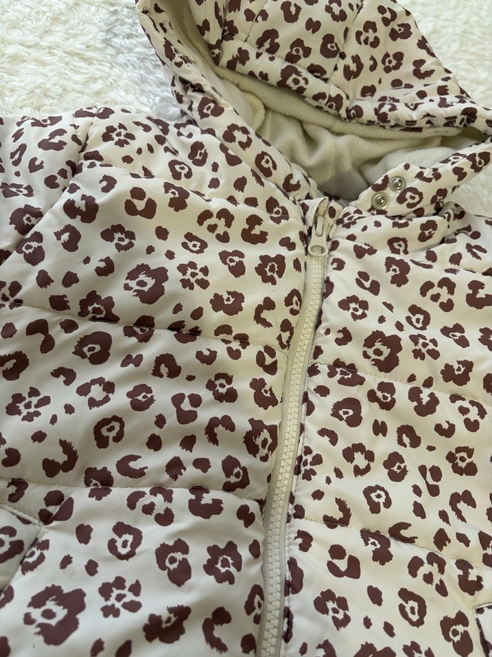 Kahverengi Leopar Desenli Kapüşonlu Bebek Mont - Görsel 2