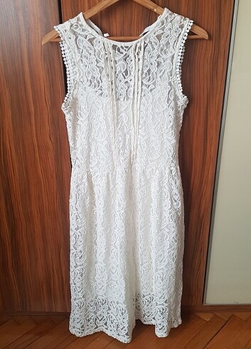 vintage dantel beyaz elbise s beden #gelinlik #koton