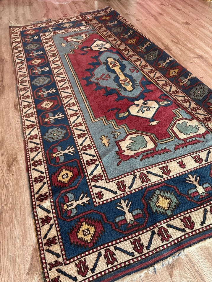 Antika Etnik Desenli Çok Renkli Geleneksel Halı - Görsel 5