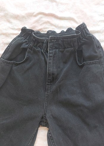 Diğer Siyah Loose Fit Kemerli Jean