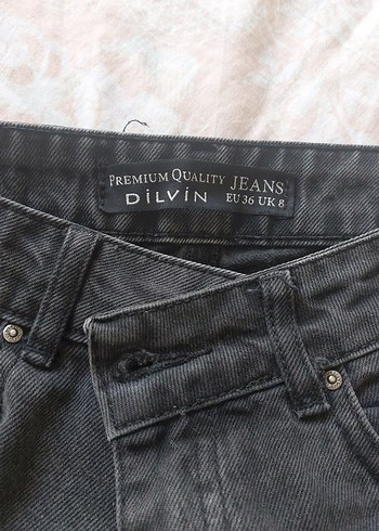 36 Beden Gri Kadın Bol Kesim Denim Pantolon