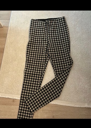 s Beden ZARA Siyah Kareli Kadın Kumaş Pantolon