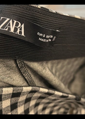 Zara ZARA Siyah Kareli Kadın Kumaş Pantolon