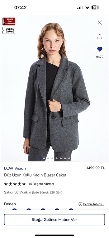 LC Waikiki Lcw kaşe blazer