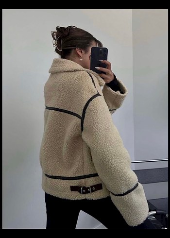 Zara Bej Kürklü Rahat Kesim Kadın Ceket