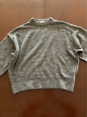 H&M Gri Boncuklu Kazak
