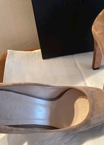 Bej Süet Platform Topuklu Kadın Stiletto - Görsel 7