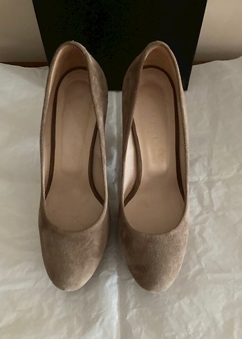 Bej Süet Platform Topuklu Kadın Stiletto - Görsel 2