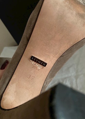 Bej Süet Platform Topuklu Kadın Stiletto - Görsel 8