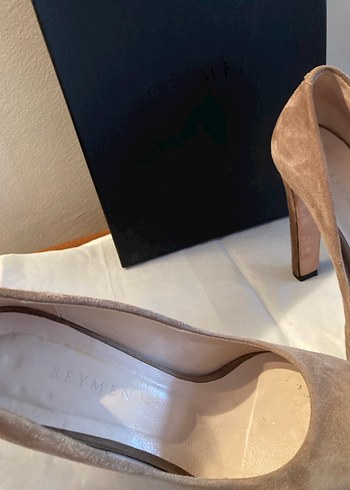 Bej Süet Platform Topuklu Kadın Stiletto - Görsel 6