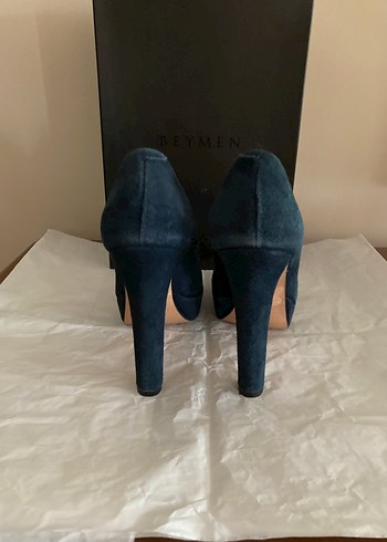 Lacivert Süet Platform Topuklu Kadın Stiletto - Görsel 4