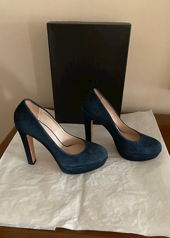 Lacivert Süet Platform Topuklu Kadın Stiletto - Görsel 3