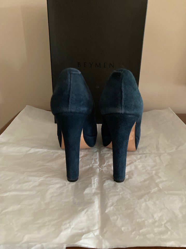 Lacivert Süet Platform Topuklu Kadın Stiletto - Görsel 4