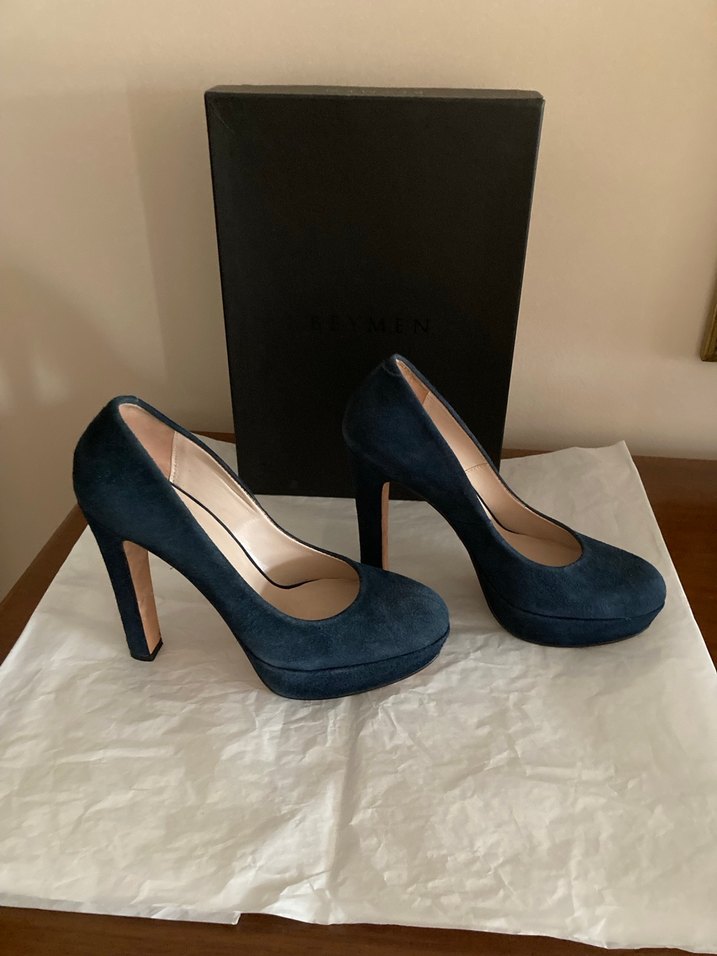 Lacivert Süet Platform Topuklu Kadın Stiletto - Görsel 3