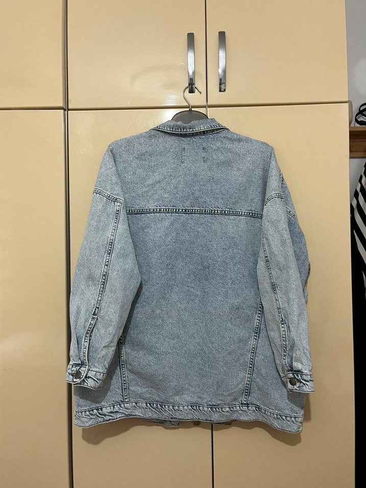 Oversize Mavi Denim Ceket - Görsel 4