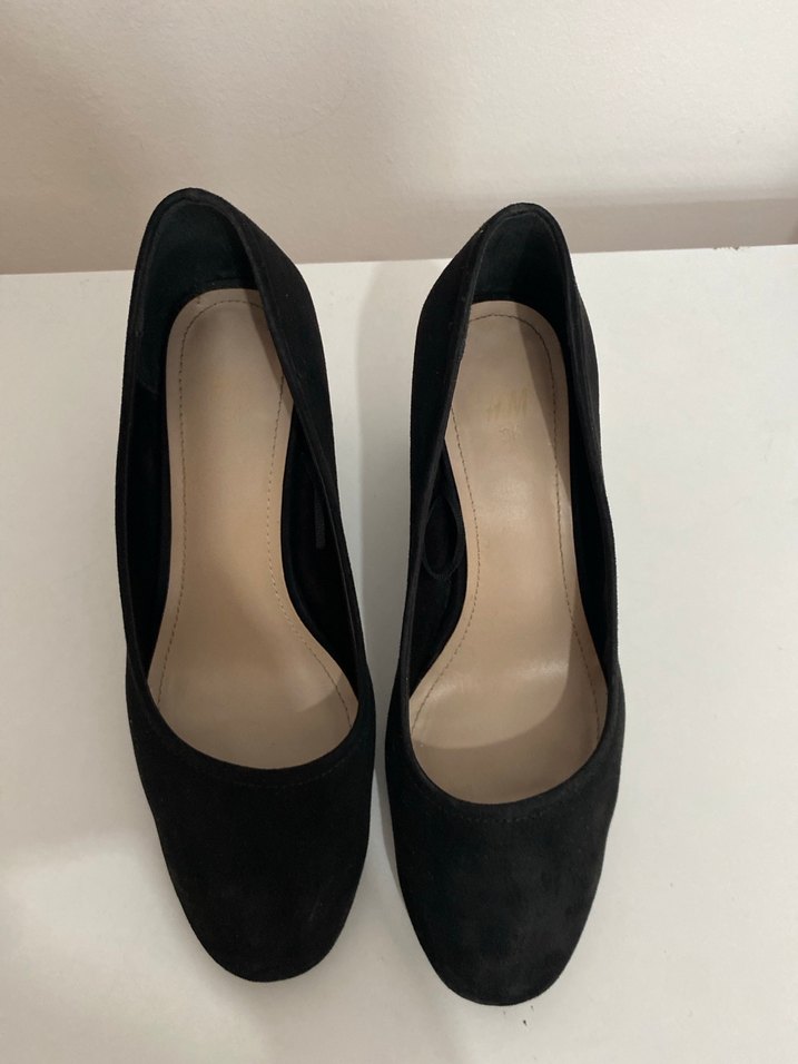 Siyah Süet Kalın Topuklu Stiletto - Görsel 3