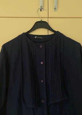 Keten Lacivert Kemerli Kadın Tunik - Görsel 3