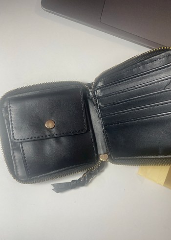 Fermuarlı Siyah Deri Kadın Cüzdan - Görsel 4