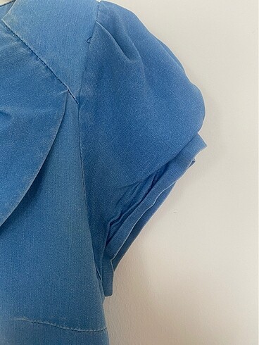 m Beden mavi Renk İnci İşlemeli Kot Denim Elbise