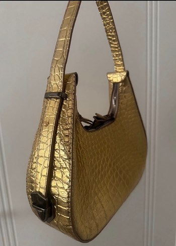 Altın Rengi kroko Desenli Kadın Çanta - Görsel 3