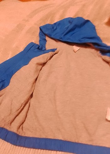12-18 Ay Beden Mavi Kapüşonlu Fermuarlı Erkek Çocuk Yağmurluk