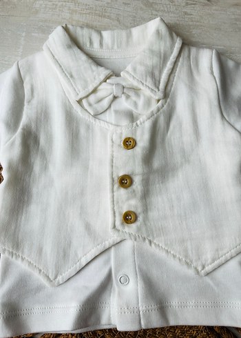 Beyaz Pamuklu Bebek Erkek Takım - Görsel 3