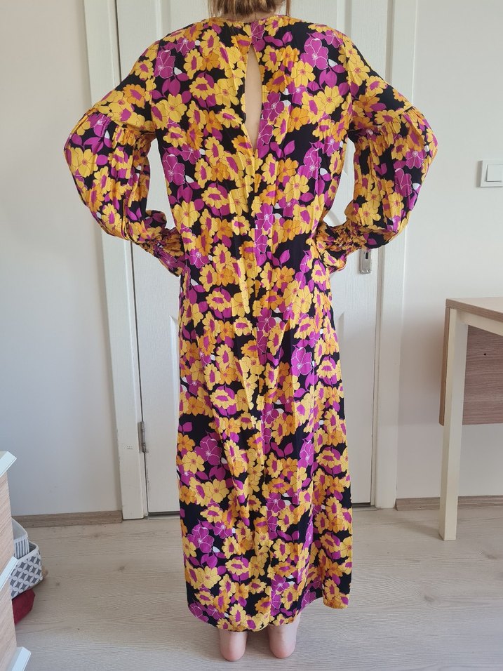 Mor Çiçekli Bohem Uzun Elbise Mango - Görsel 3